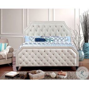 Claudine Beige Full Upholstered Panel Bed
