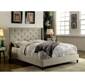 Anabelle Warm Gray Full Upholstered Platform Bed