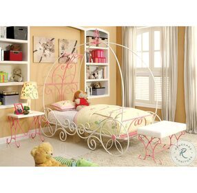 Enchant Pink And White Princess Carriage Twin Bed