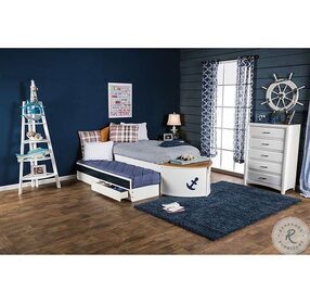 Voyager White And Oak Twin Storage Bed with Trundle