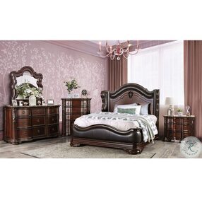 Arcturus Brown Cherry California King Upholstered Panel Bed