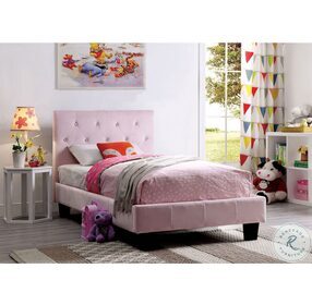 Velen Blush Pink Upholstered Full Panel Bed