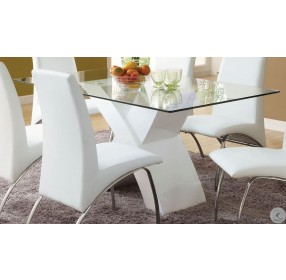 Wailoa White Glass Top Dining Room Set