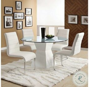 Mauna White Glass Top Round Dining Table