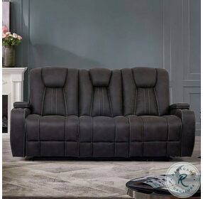 Amirah Dark Gray Glider Living Room Set With Drop Down Table