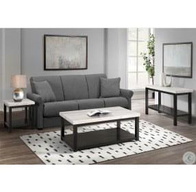 Evie White Marble And Black Rectangular Coffee Table