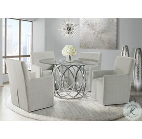 Marcy Glass And Chrome Round Dining Table