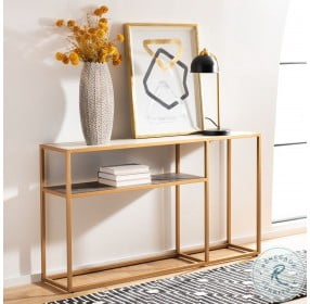 Octavia Black Faux Granite And Gold Console Table
