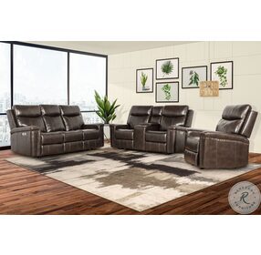 Quade Brown Power Reclining Console Loveseat Power Headrest And Footrest
