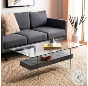 Kayley Glass And Black Oak Cocktail Table