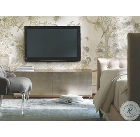 The Low Down Contemporary Taupe Silver Leaf Media Cabinet
