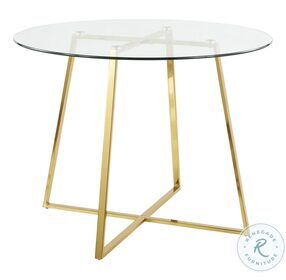 Cosmo Gold Metal And Clear Tempered Glass Top Dining Room Set with Marcel Chair