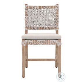 Costa Taupe White Flat Rope And Natural Gray Outdoor Dining Chair Set Of 2