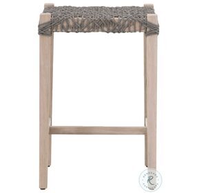 Costa Dove Flat Rope And Gray Teak Outdoor Backless Counter Height Stool