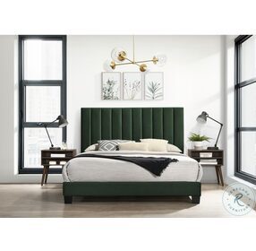 Colbie Emerald Upholstered Queen Platform Bed With Nightstands