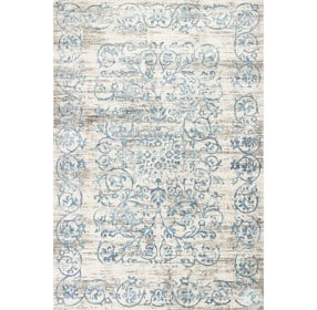 Crete Ivory and Blue Courtyard Runner Rug