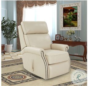 Crews Barone Parchment Leather Swivel Glider Recliner