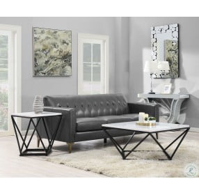 Conner White Marble And Gunmetal Square End Table