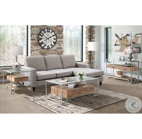 Hampton Light Walnut And Chrome Storage Rectangle Sofa Table