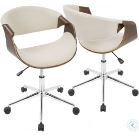 Curvo Walnut And Cream Office Chair
