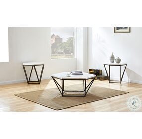 Corvus White Marble And Coffee End Table