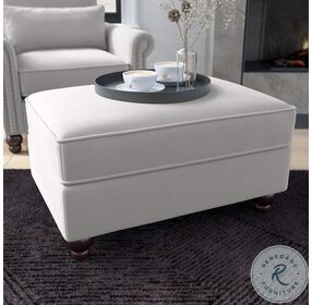 Coventry Light Gray Microsuede Storage Ottoman