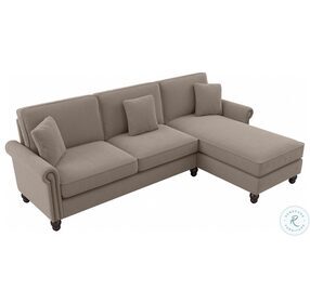 Coventry Tan Microsuede 102" Sectional with Reversible Chaise Lounge