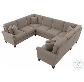 Coventry Tan Microsuede 113" U Shaped Sectional