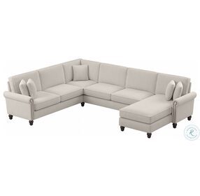 Coventry Light Beige Microsuede 128" U Shaped Sectional with Reversible Chaise Lounge