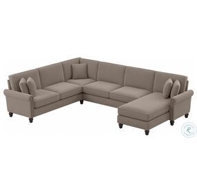 Coventry Tan Microsuede 128" U Shaped Sectional with Reversible Chaise Lounge