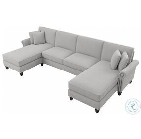 Coventry Light Gray Microsuede 131" Sectional with Double Chaise Lounge