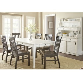 Cayla Antiqued White Buffet with Hutch