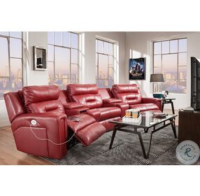 Excel Burpee Leather Power Reclining Modular Home Theater With Power Headrests