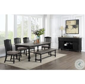 Brenham Distressed Gray And Weathered Washed Black Rectangular Dining Table