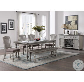 Lorraine Distressed Gray Dining Bench