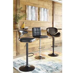 Bellatier Brown and Black Tall Upholstered Swivel Adjustable Bar Stool