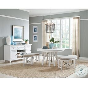 Heron Cove Chalk White Upholstered Curved Bench