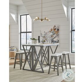 Gateway Street White And Gray Extendable Counter Height Dining Table