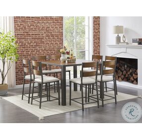 Stellany Brown And Gray Square Counter Height Dining Table