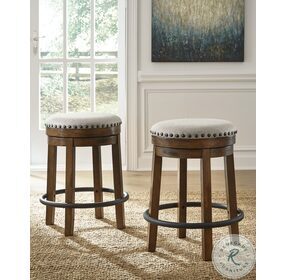 Valebeck Beige And Brown Swivel Counter Height Stool
