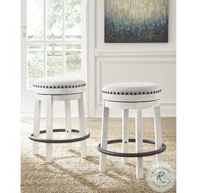 Valebeck Beige And White Swivel Counter Height Stool