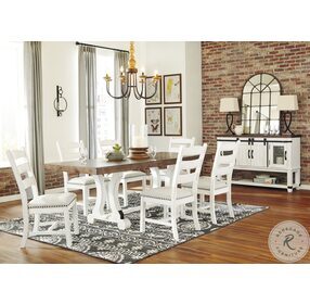 Valebeck White And Brown Extendable Rectangular Dining Table