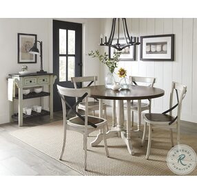 Winslet Distressed Gingerbread And White Round Dining Table