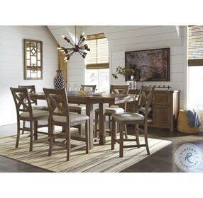 Moriville Grayish Brown Extendable Counter Height Dining Table