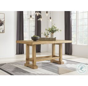 Havonplane Distressed Light Brown Pine Extendable Counter Height Dining Room Set