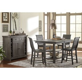 Willow Distressed Dark Gray Rectangular Extendable Counter Height Dining Table