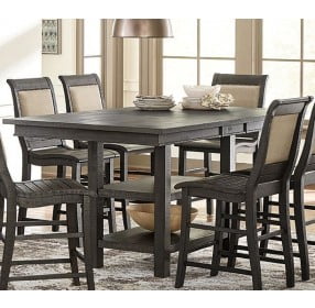 Willow Distressed Dark Gray Rectangular Extendable Counter Height Dining Room Set