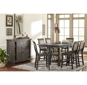 Willow Distressed Dark Gray Upholstered Counter Chair Set of 2