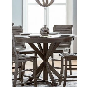 Willow Distressed Dark Gray Round Counter Height Dining Room Set