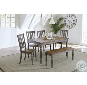 Midori Distressed Oak And Brushed Gray Dining Table